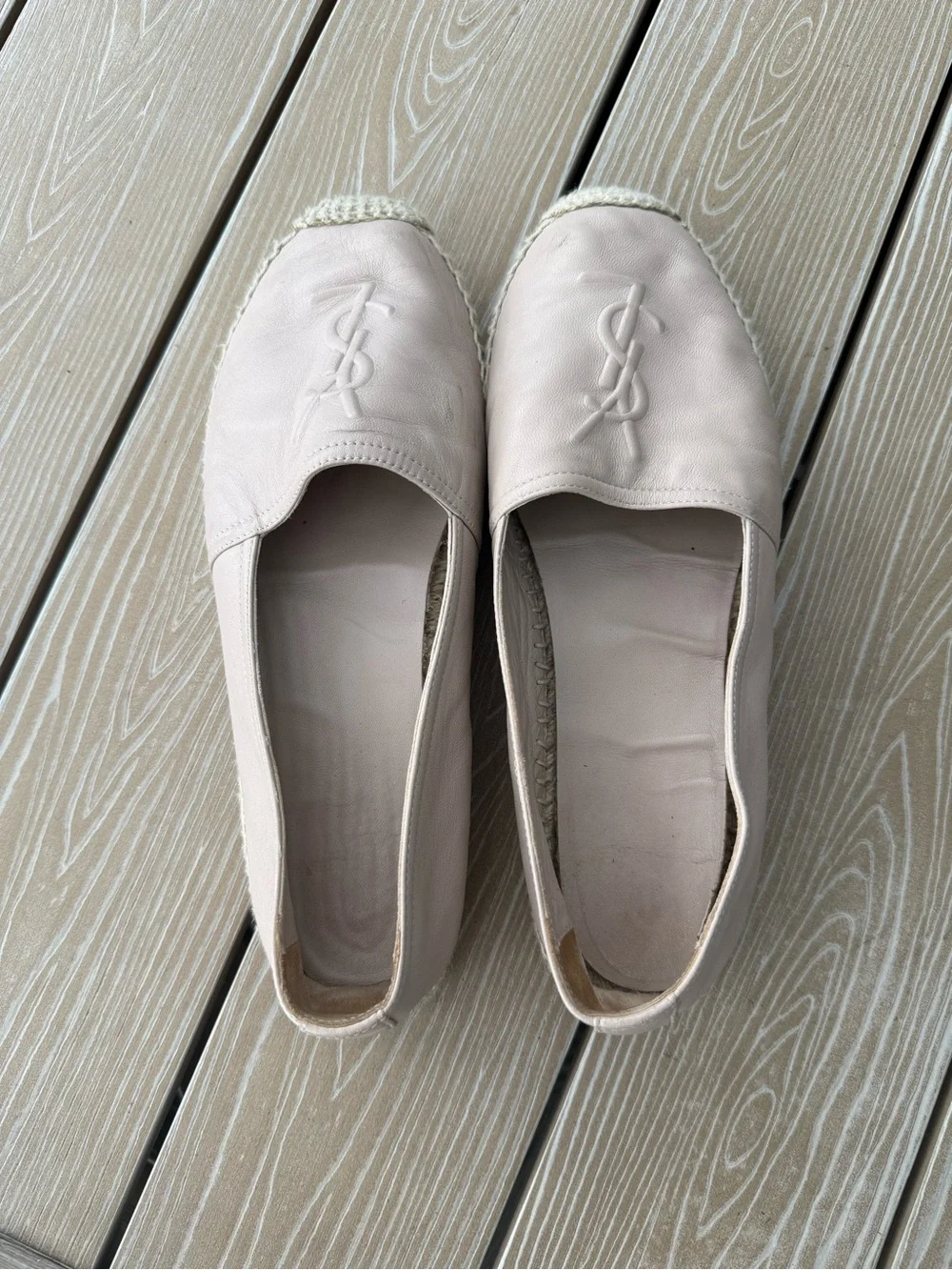 Yves Saint Laurent Pale Blush Leather Espadrille Flats